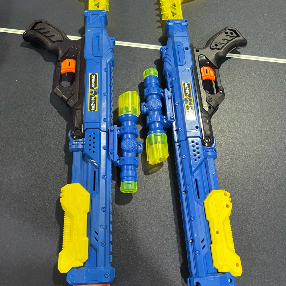 Blue and Yellow Toy Blaster Set